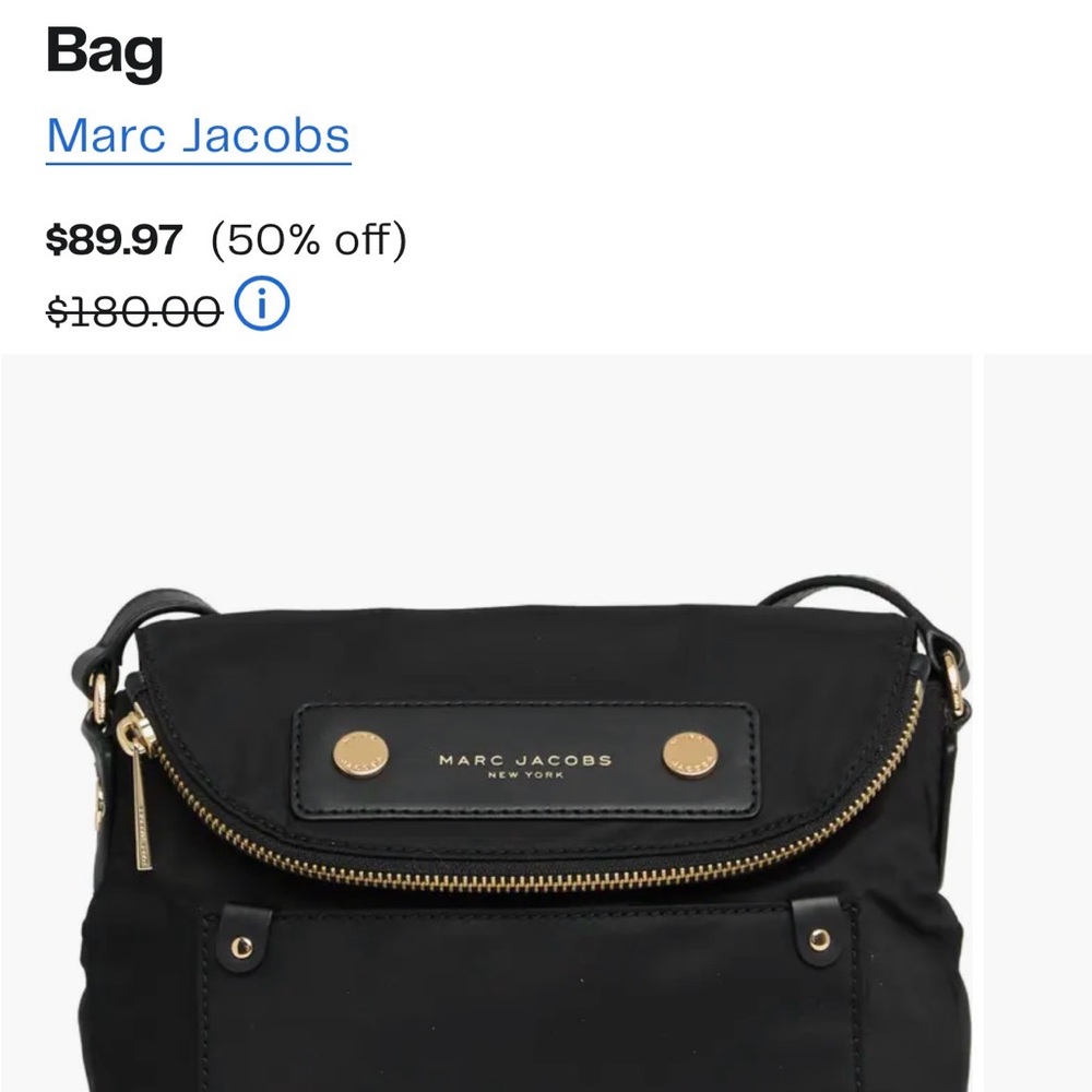 Marc Jacobs Black Crossbody Bag with Gold Accents